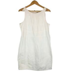 White House Black Market WHBM White Textured Sleeveless Sheath Dress Size 14